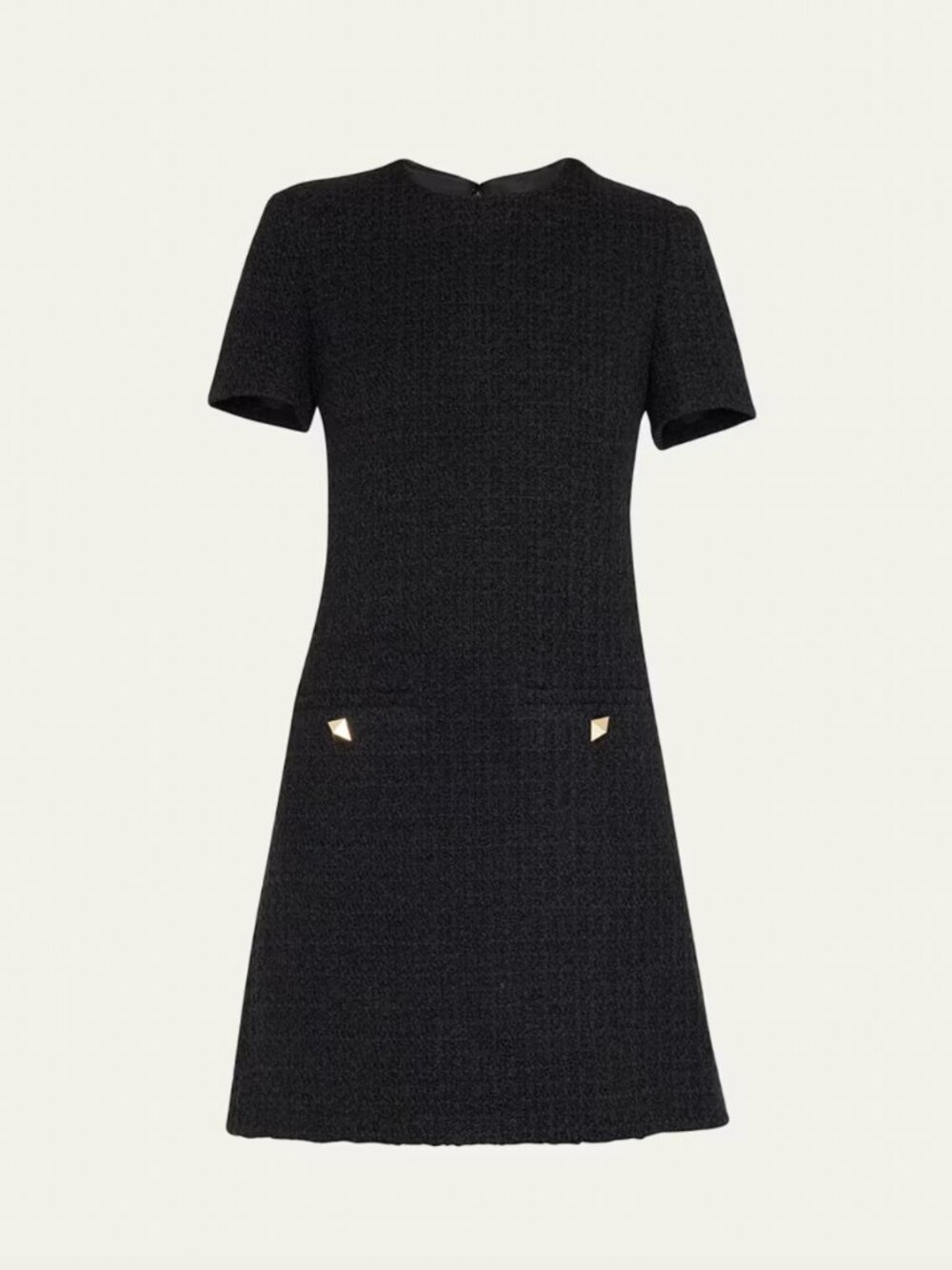 $2750 Valentino Black Textured Mini Sheath Tweed Dress size Medium